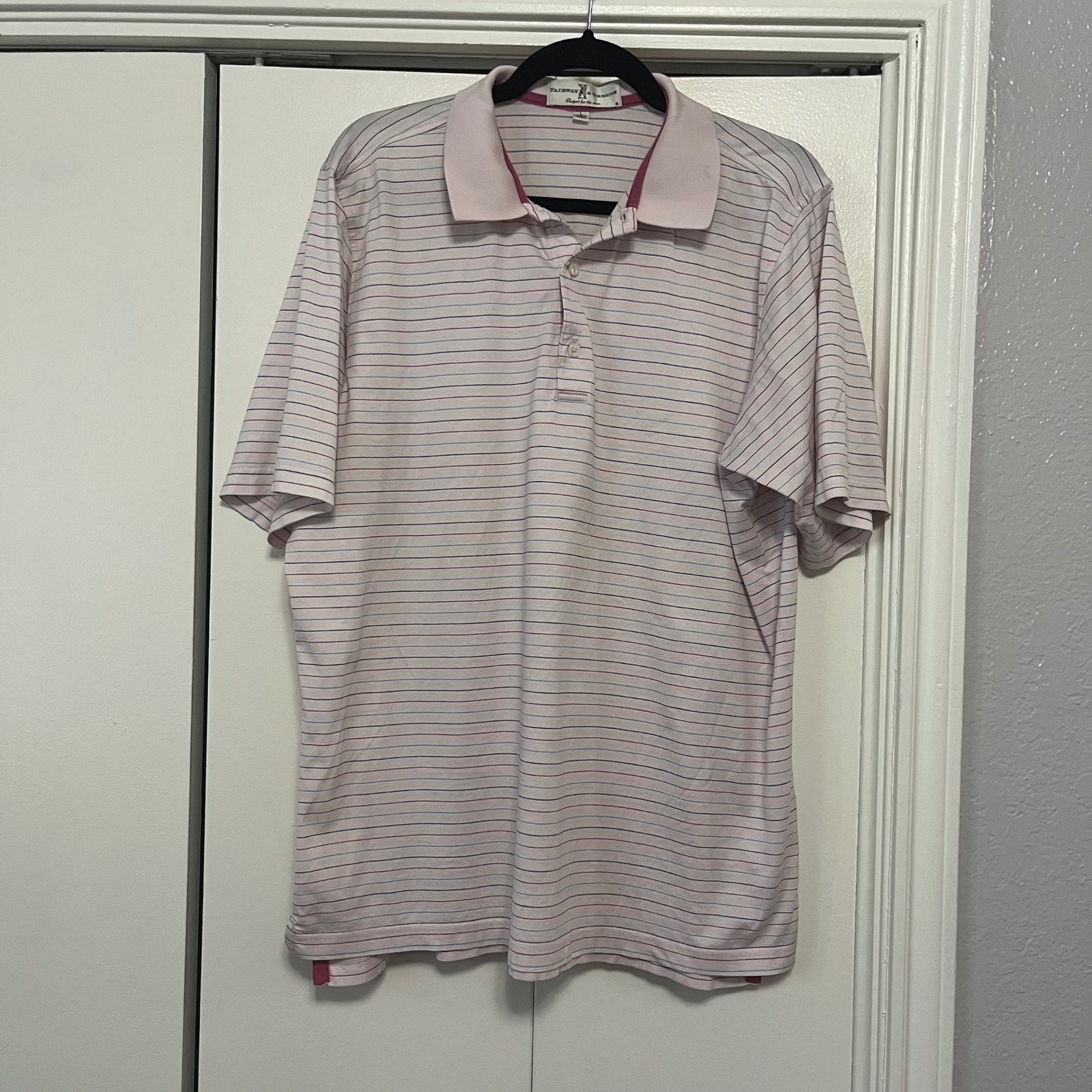 Fairway  Greene Golf Polo Shirt Mens Large Striped Athletic Casual